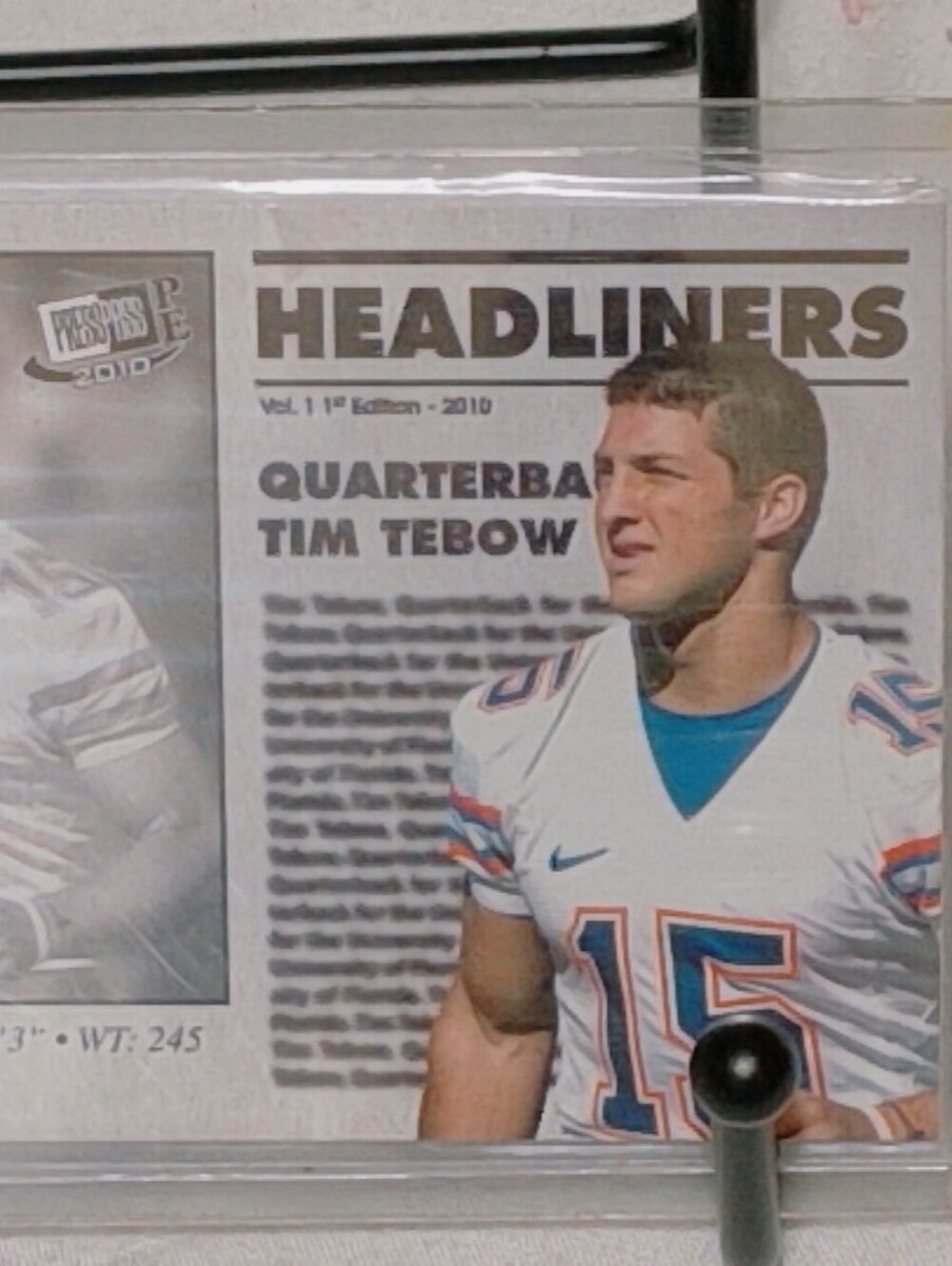 2010 Upper Deck Headliners Tim Tebow Football Trading Card #HL-8